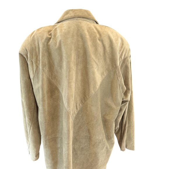 P.F.L. Canada Genuine Vintage Suede Leather Oversized Western Blazer Coat - Picture 6 of 9